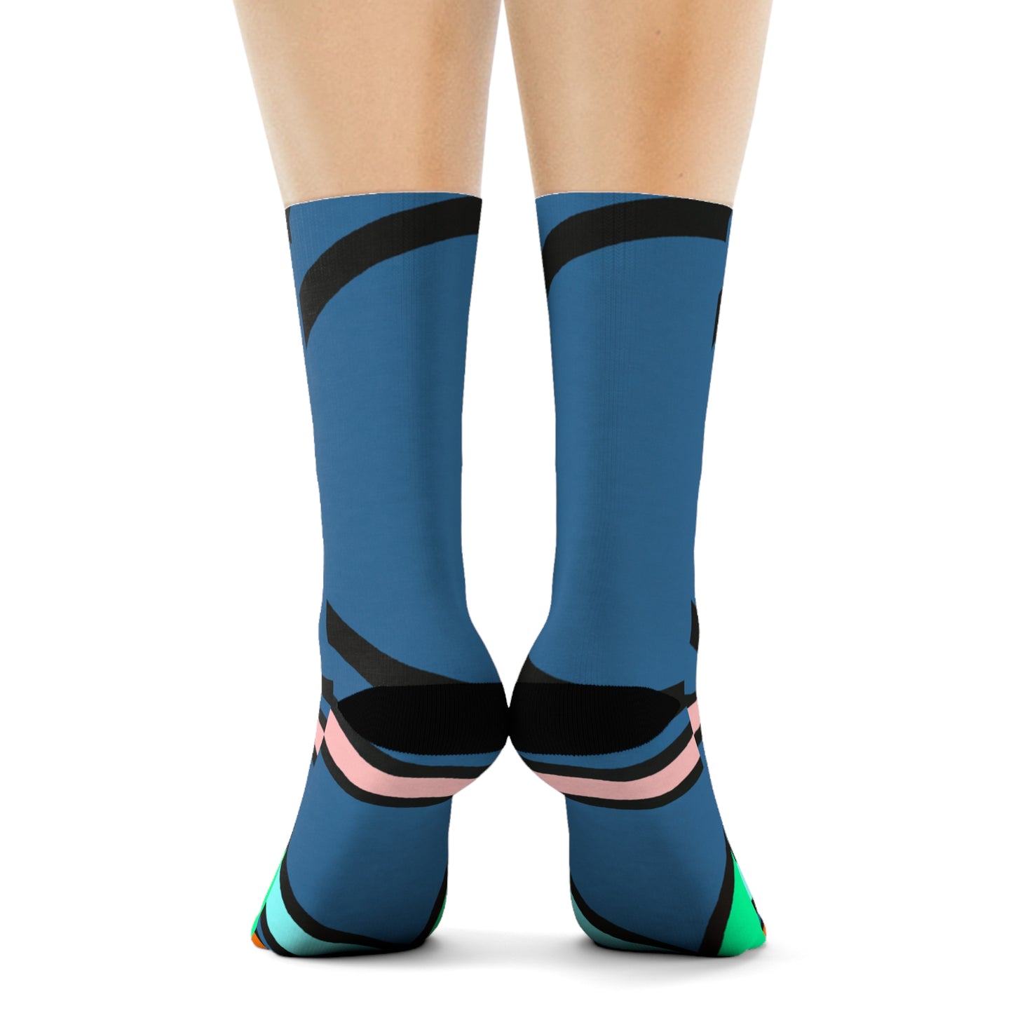 "Geometric Fusion Crew Socks: A Colorful Blend of Shapes and Lines to Elevate Your Style" - Men and Women Crew Socks Combed Athletic Sports Casual Classic