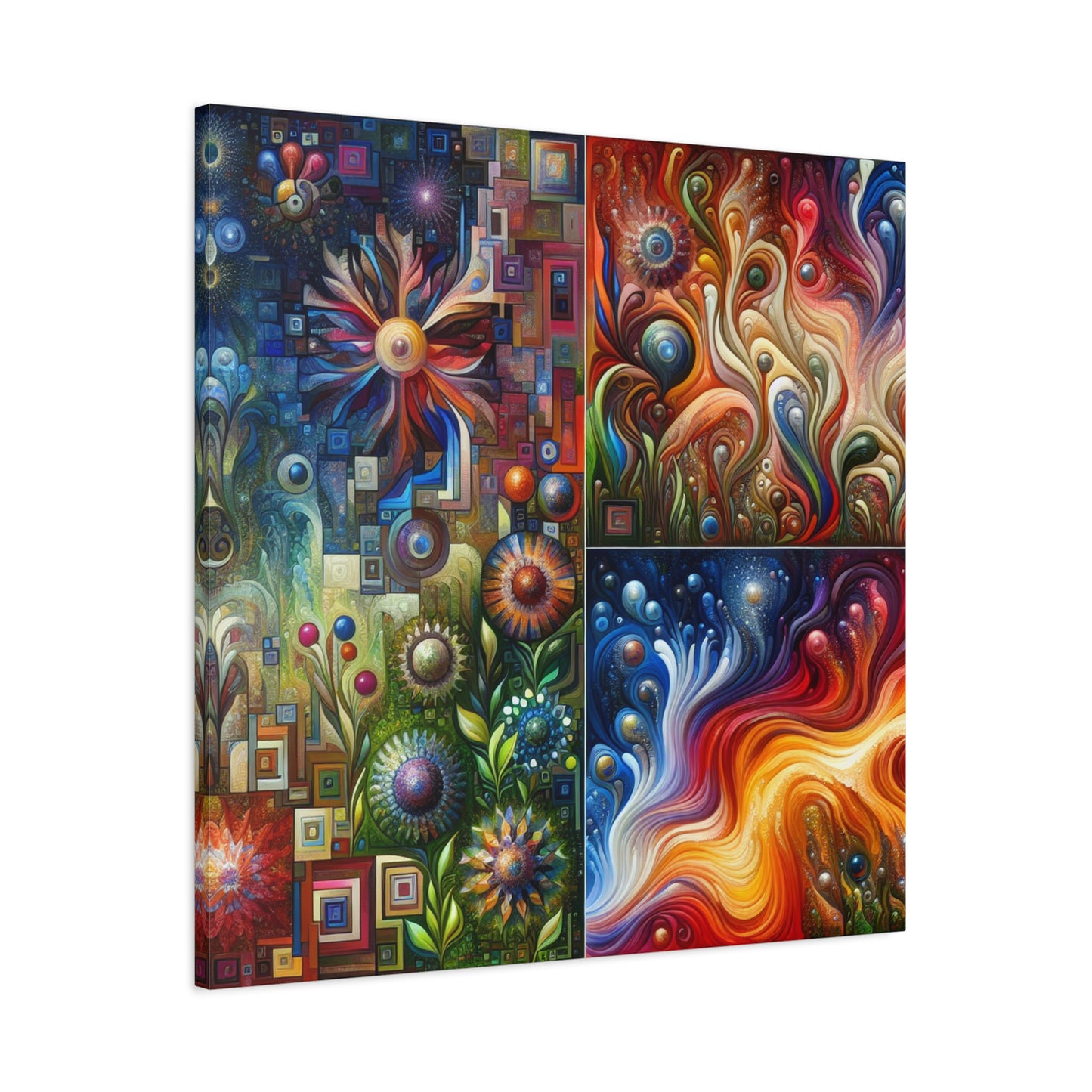 "Jewel Garden Abstract" - Framed Canvas Print Colourful Wall Art