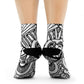 "Monochrome Zen Crew Socks: Tribal Zentangle Textile Doodles for Funky Feet" - Men and Women Crew Socks Combed Athletic Sports Casual Classic