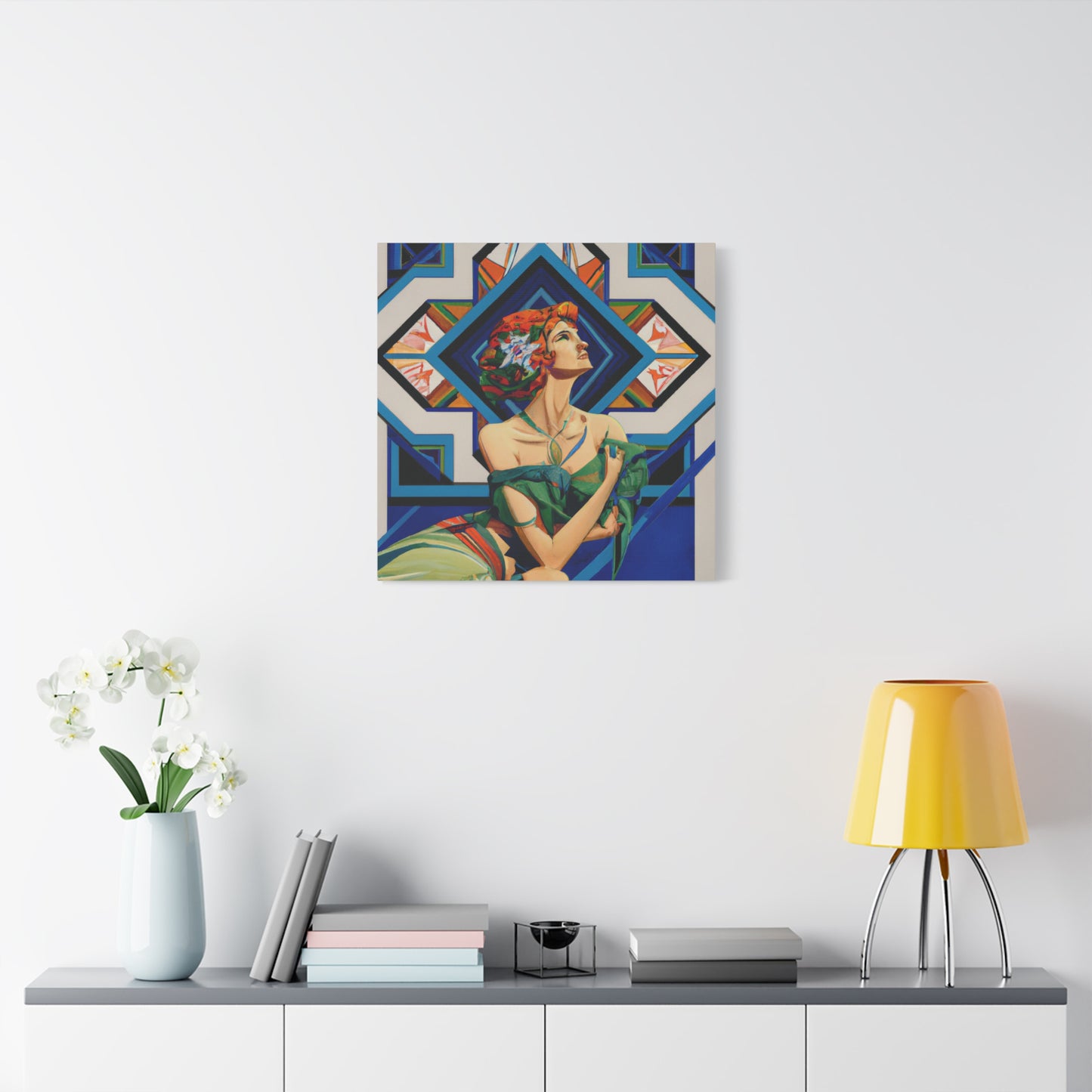 "Glamorously Geometric" - Framed Canvas Print Colourful Wall Art