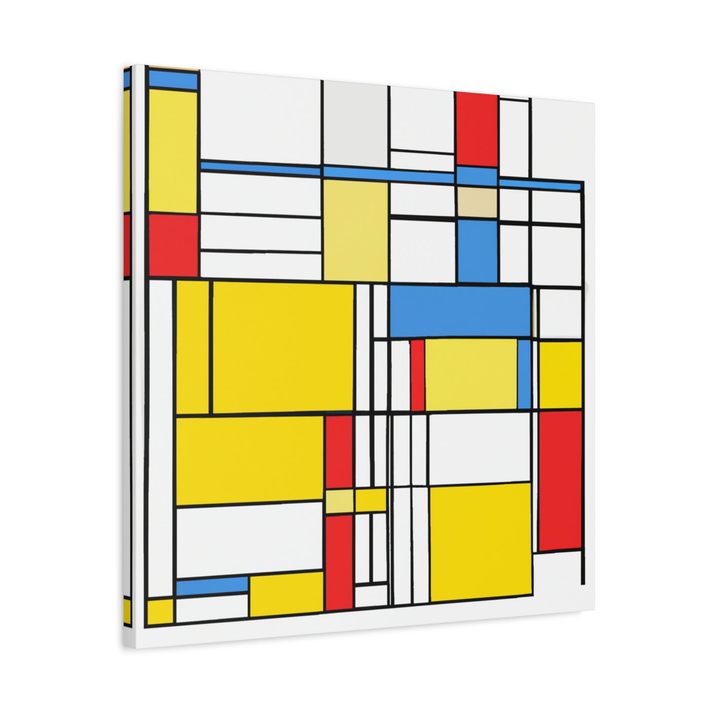 "Primary Polygonal Patterns" - Framed Canvas Print Colourful Wall Art