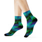 "Northern Lights Nostalgia: Emerald and Violet Arctic Crew Socks featuring Whimsical Textile Prints" - Men and Women Crew Socks Combed Athletic Sports Casual Classic