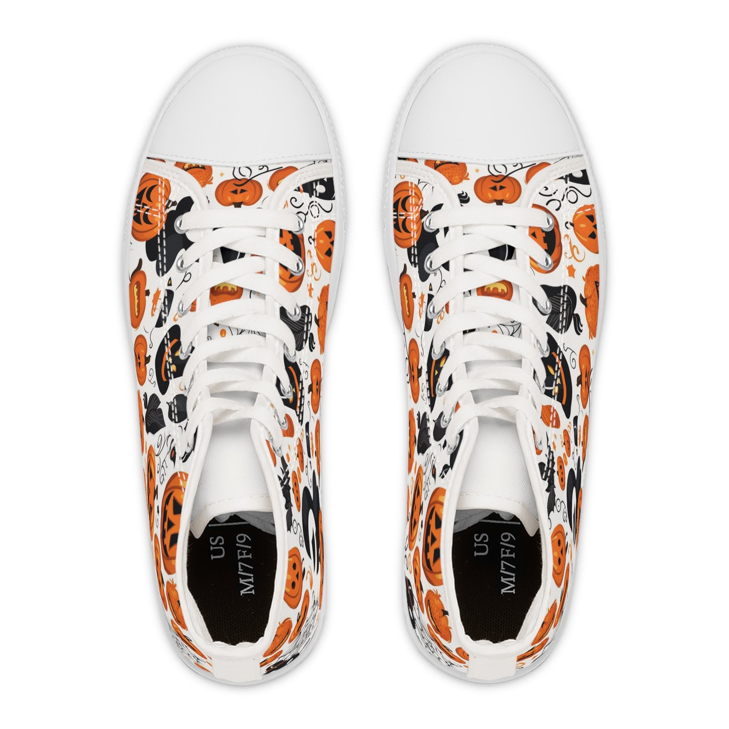 "Spooky Chic: Halloween Patterned High-Top Sneakers for the Ultimate Trick-or-Treat Look" - High Top Trainers Fashion Sneakers