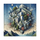 "NatureTech Fusion" - Framed Canvas Print Colourful Wall Art
