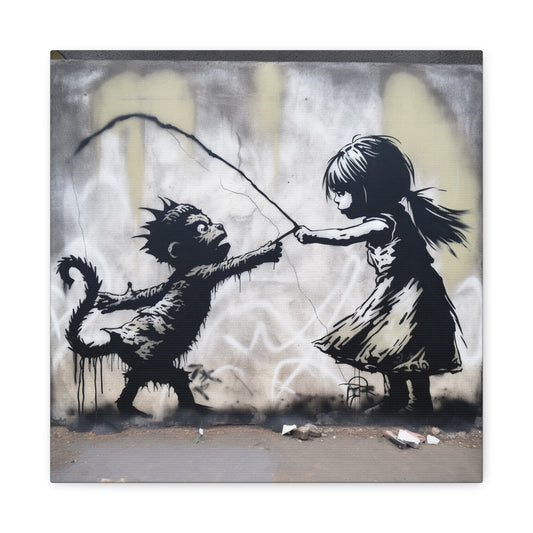 "AI Graffiti Transform" - Framed Canvas Print Colourful Wall Art