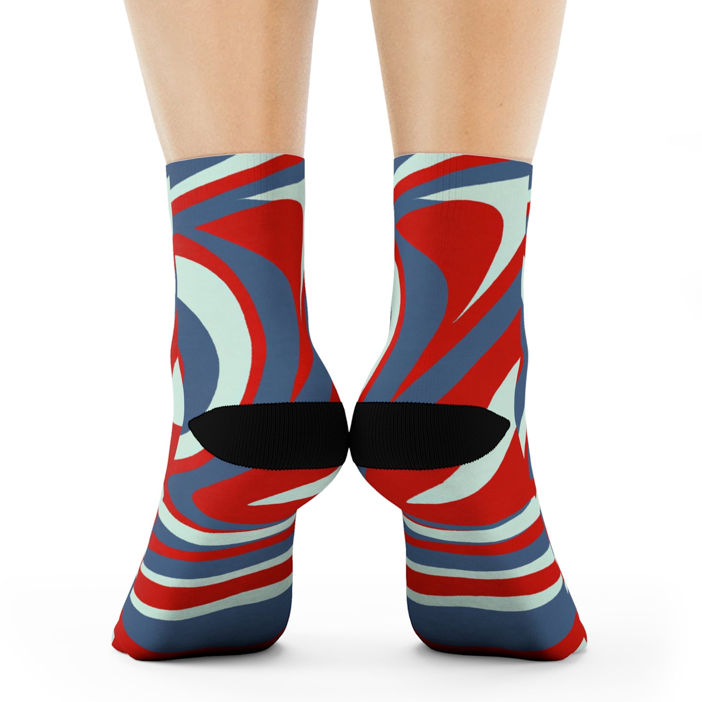 "Geometric Groove Crew Socks: Bold Shapes and Lines in Vibrant Hues" - Men and Women Crew Socks Combed Athletic Sports Casual Classic