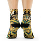 "Golden Royalty Crew Socks: Baroque-Inspired Textile with Intricate Scrolls and Florals" - Men and Women Crew Socks Combed Athletic Sports Casual Classic