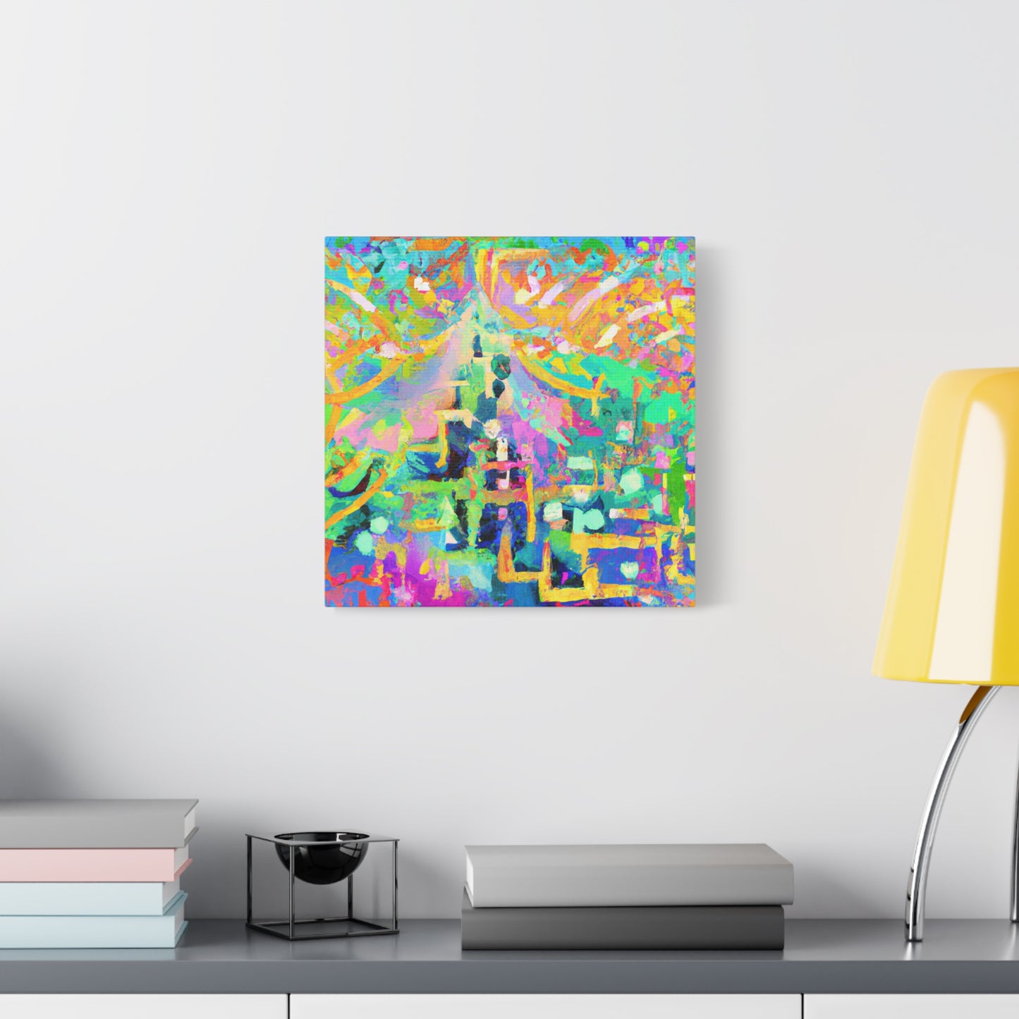 "Fluttering Bazaar Bliss" or "Butterfly Bazaar Fusion" - Framed Canvas Print Colourful Wall Art