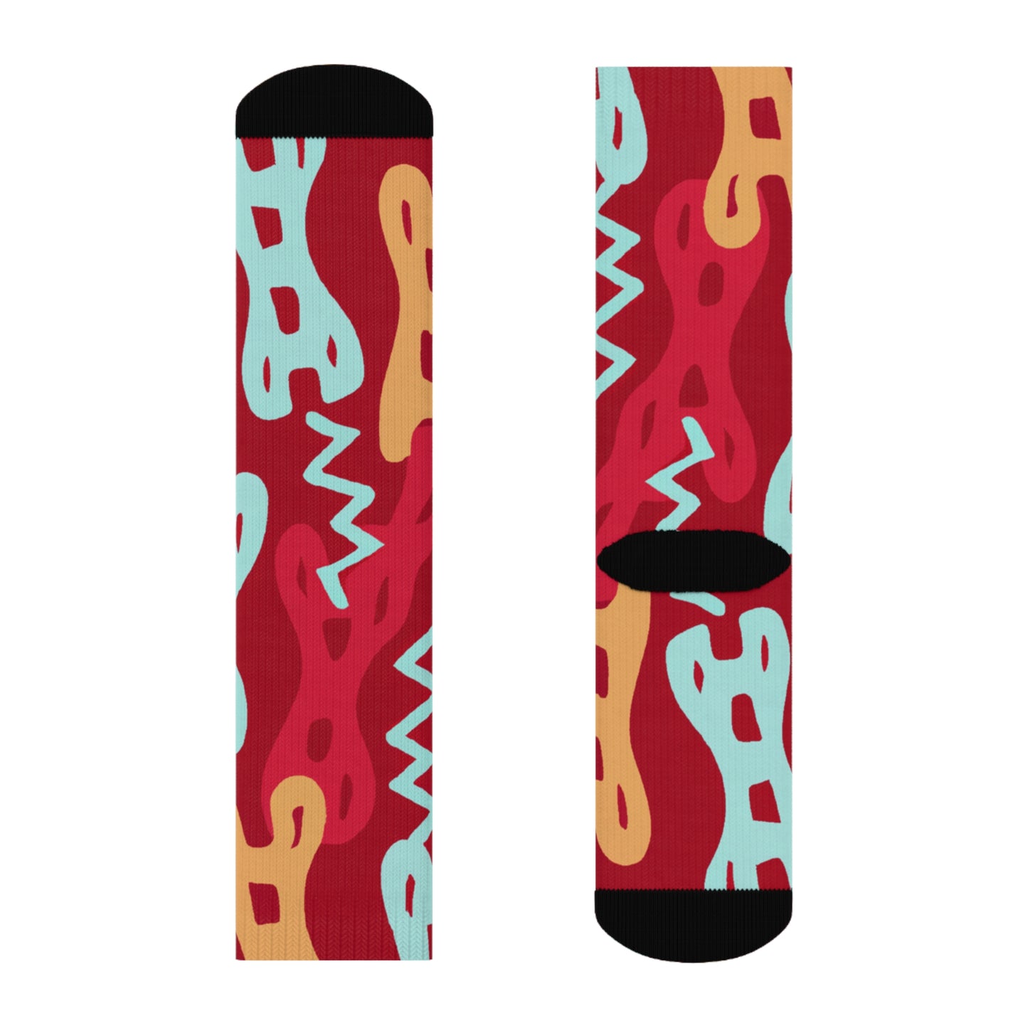 "Funky Fun Crew Socks: Revealing Haring-inspired Textile with Bold Pop Figures in Vibrant Hues!" - Men and Women Crew Socks Combed Athletic Sports Casual Classic