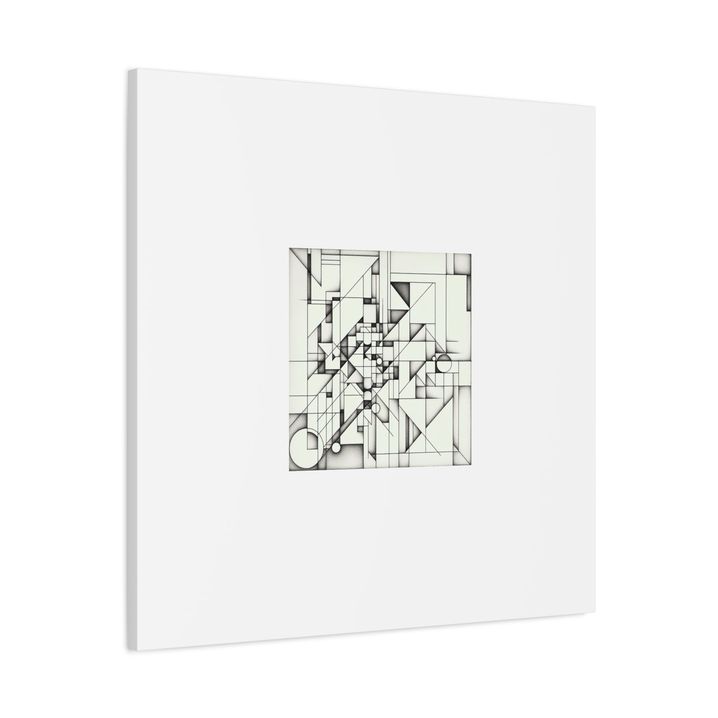 "Monochromatic Geometry" - Framed Canvas Print Colourful Wall Art