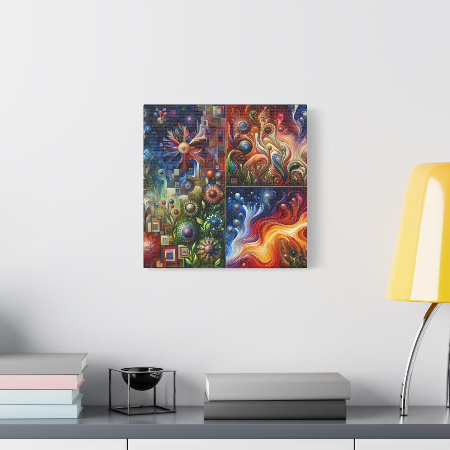 "Jewel Garden Abstract" - Framed Canvas Print Colourful Wall Art