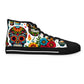 "Introducing our newest high-top sneaker: The Dia de los Muertos Collection! Inspired by vibrant Mexican textiles and the Day of the Dead tradition, each shoe features intricately decorated skulls adorned- High Top Trainers Fashion Sneakers