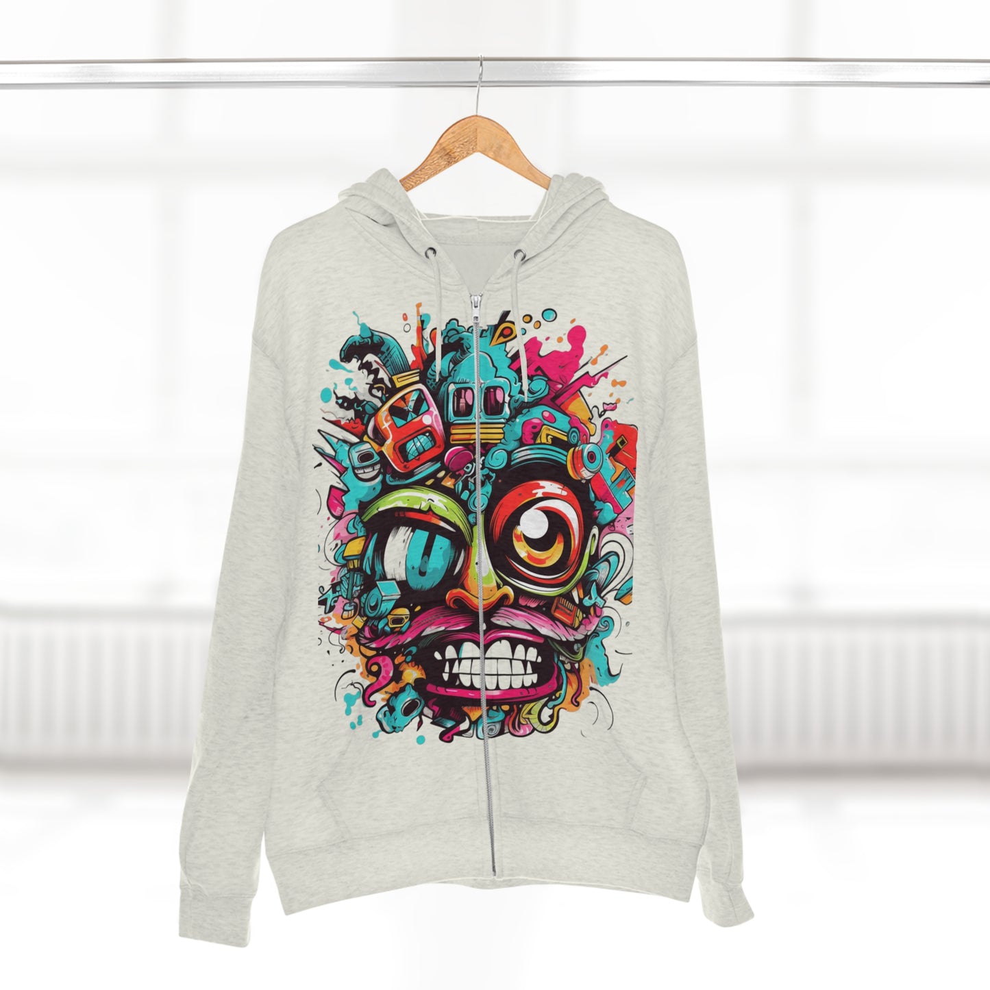 "Urban Graffiti Hoodie" - Hoodies Zip Up Long Sleeve Fleece Sweatshirts Hoodies