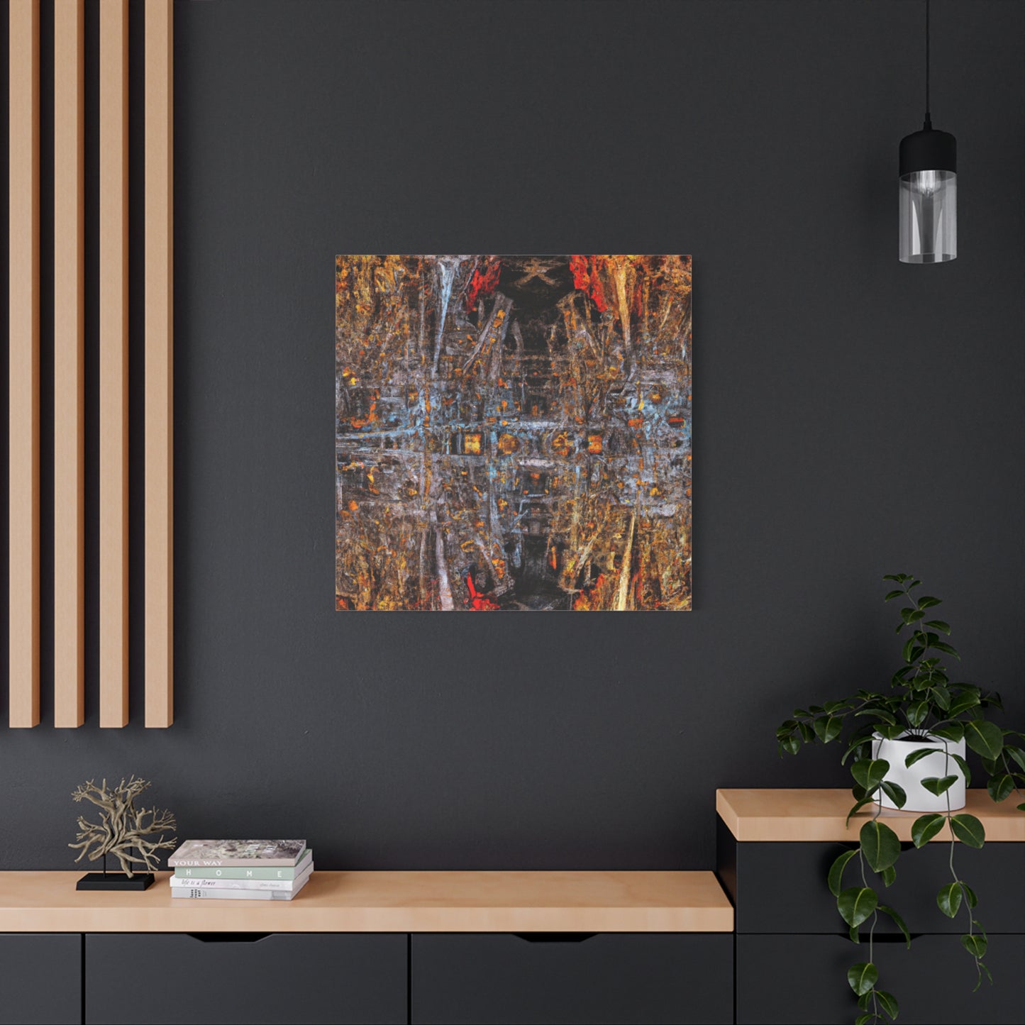 "Bustling Fractal City" - Framed Canvas Print Colourful Wall Art