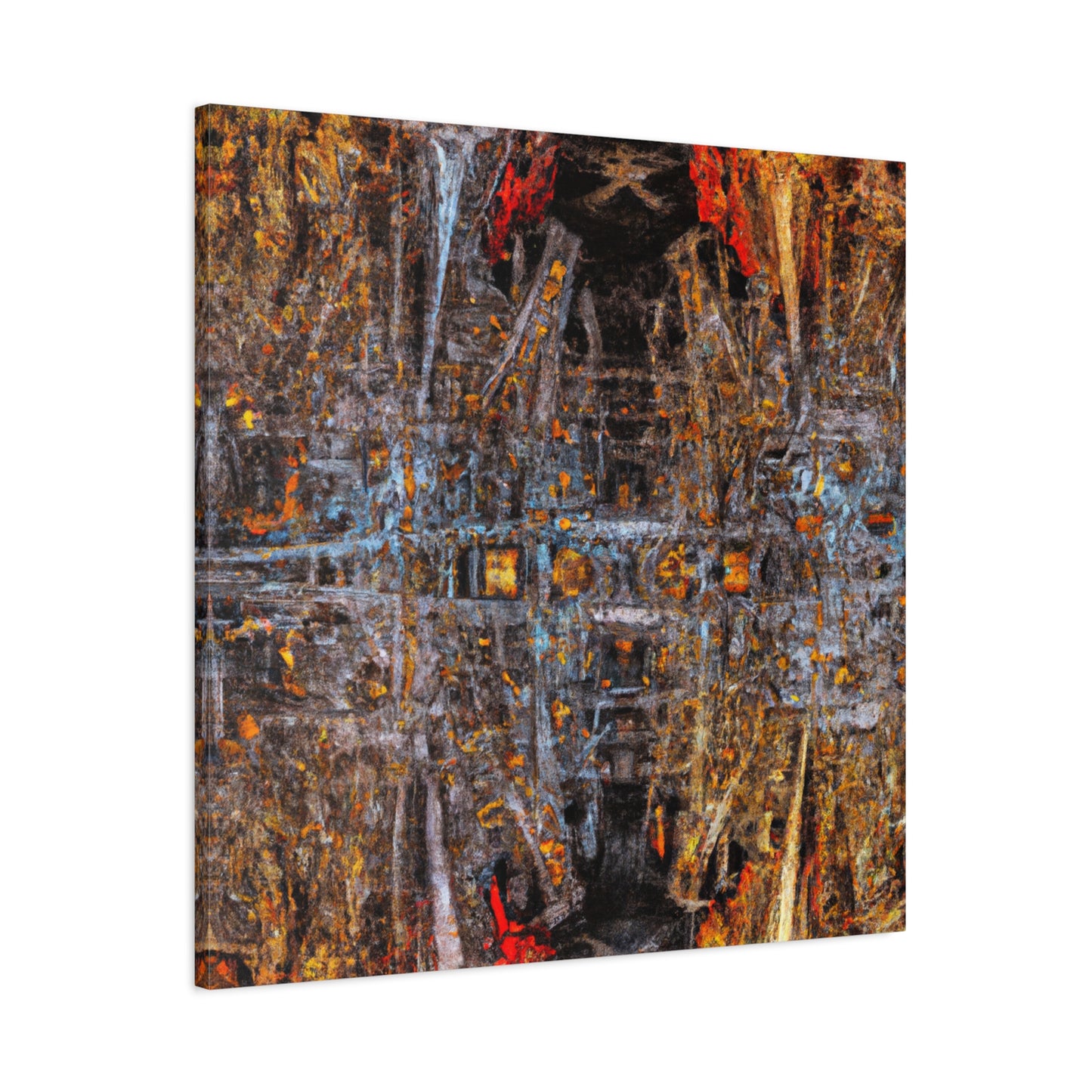 "Bustling Fractal City" - Framed Canvas Print Colourful Wall Art