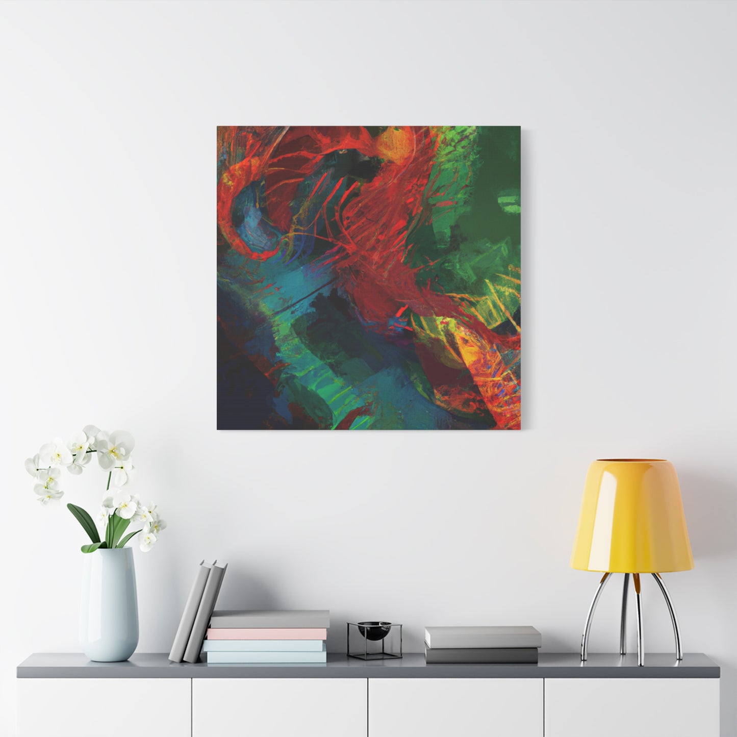 "Microcrystal Mosaic Futurism" - Framed Canvas Print Colourful Wall Art