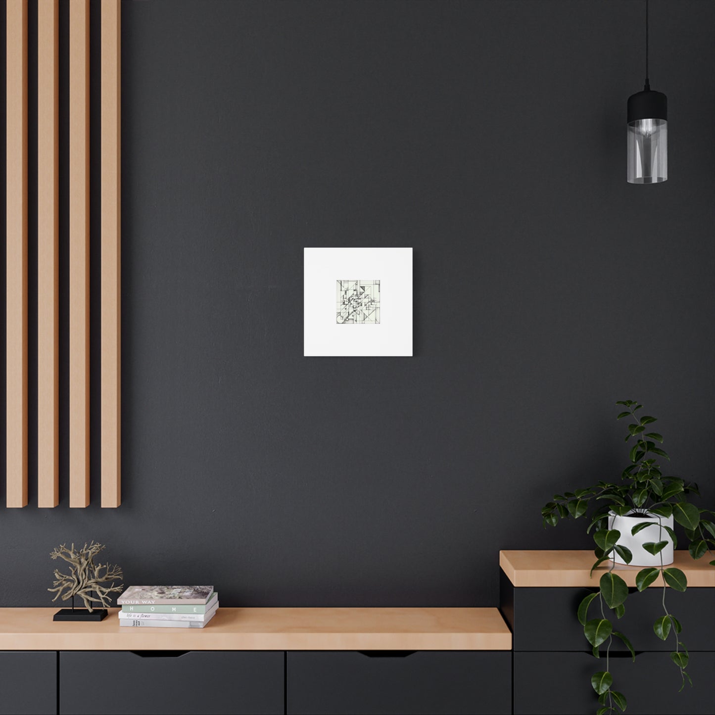 "Monochromatic Geometry" - Framed Canvas Print Colourful Wall Art