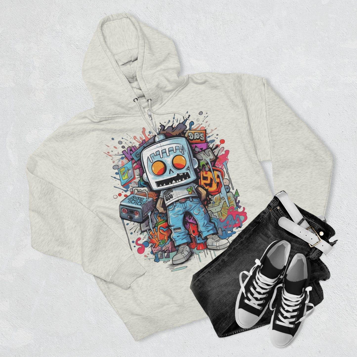 "Graffiti Hoodie" - Hoodies Zip Up Long Sleeve Fleece Sweatshirts Hoodies