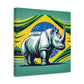 "Rinoceronte Brazil" - Framed Canvas Print Colourful Wall Art