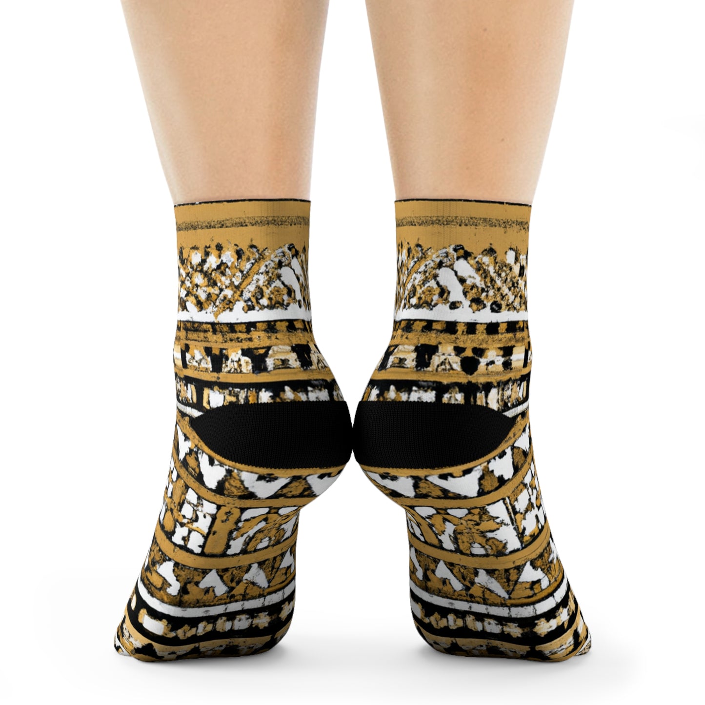 "Earthtones Tribe: Maori Tribal Inspired Crew Socks for a Bold and Boho Look!" - Men and Women Crew Socks Combed Athletic Sports Casual Classic