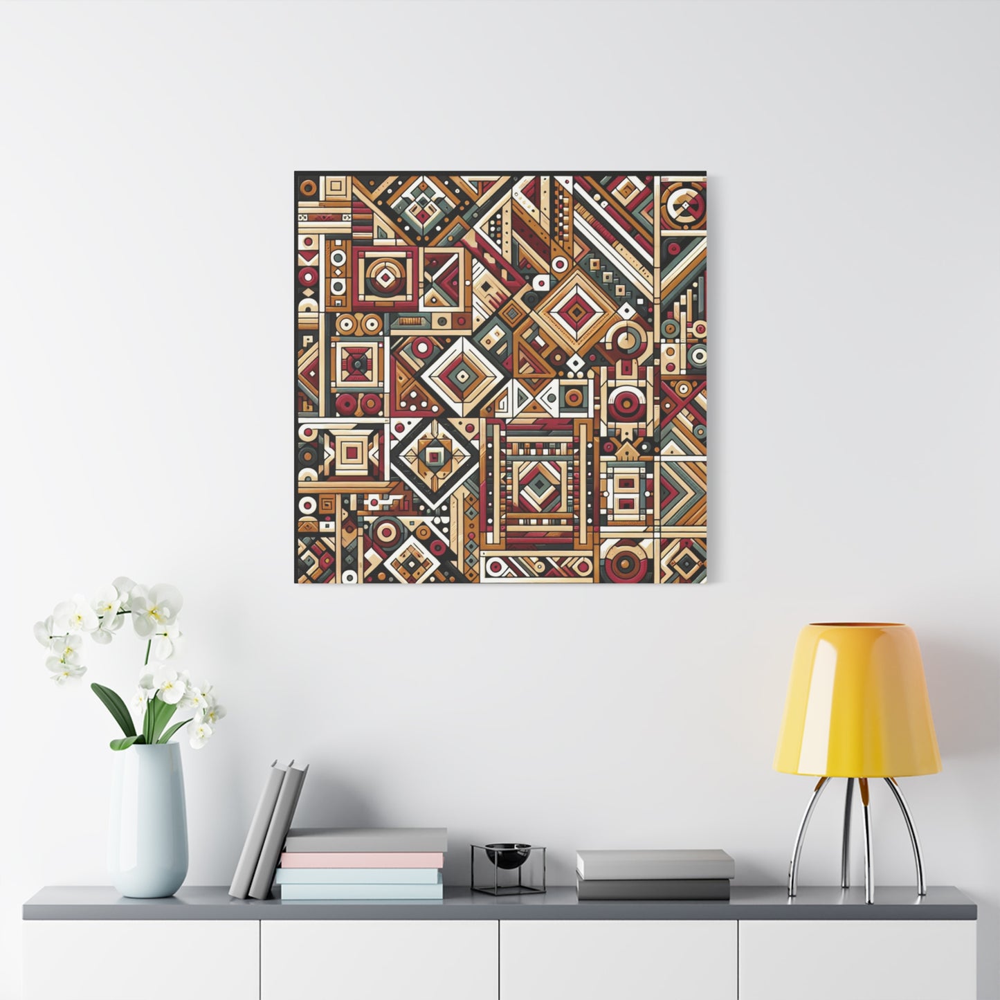 "Native Geometry" - Framed Canvas Print Colourful Wall Art