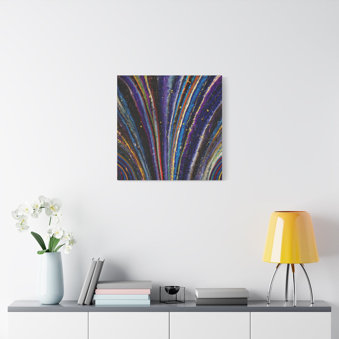 "Glimmering Abstraction" - Framed Canvas Print Colourful Wall Art