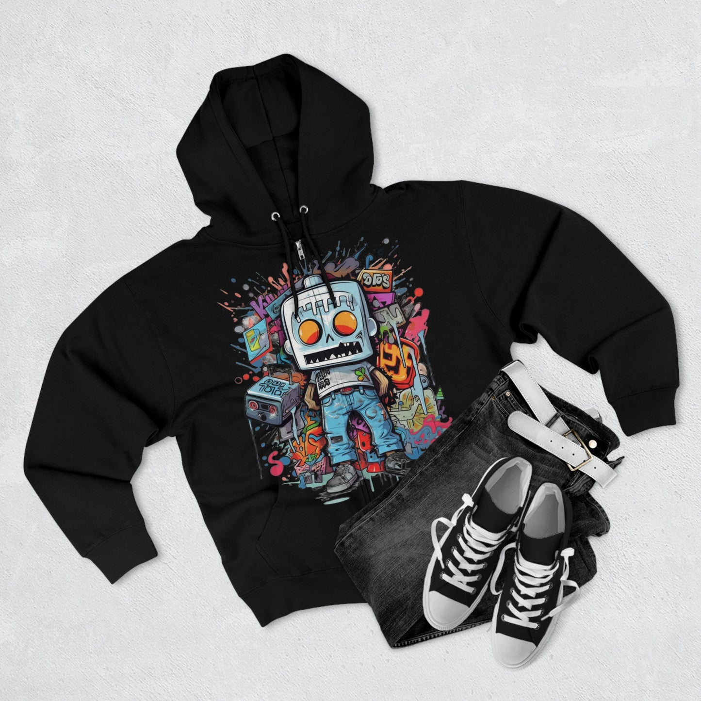 "Graffiti Hoodie" - Hoodies Zip Up Long Sleeve Fleece Sweatshirts Hoodies