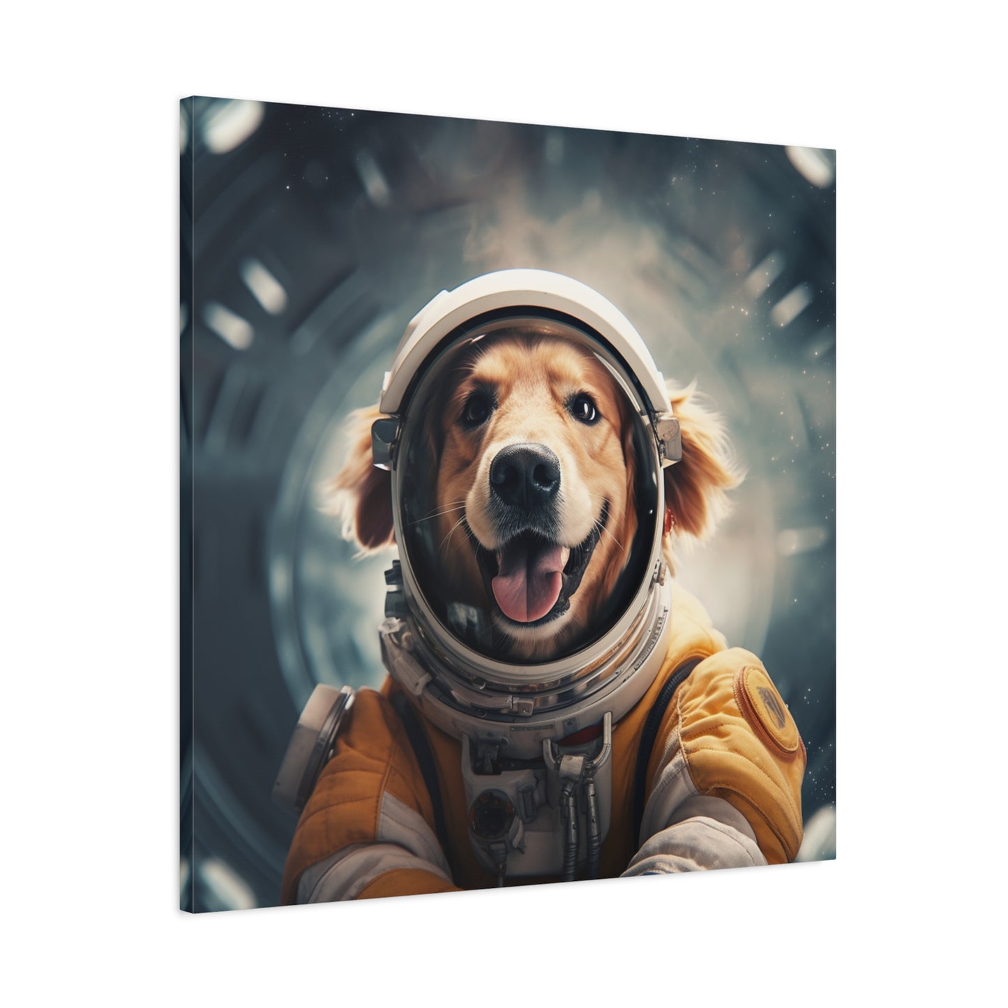 "Space Pup Print" - Framed Canvas Print Colourful Wall Art