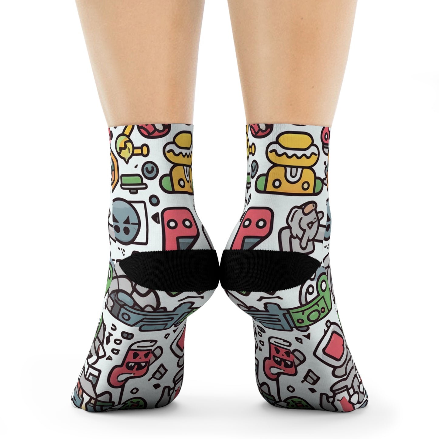 "Emojicute Crew Socks: Express Your Personality with Adorable Patterns!" - Men and Women Crew Socks Combed Athletic Sports Casual Classic