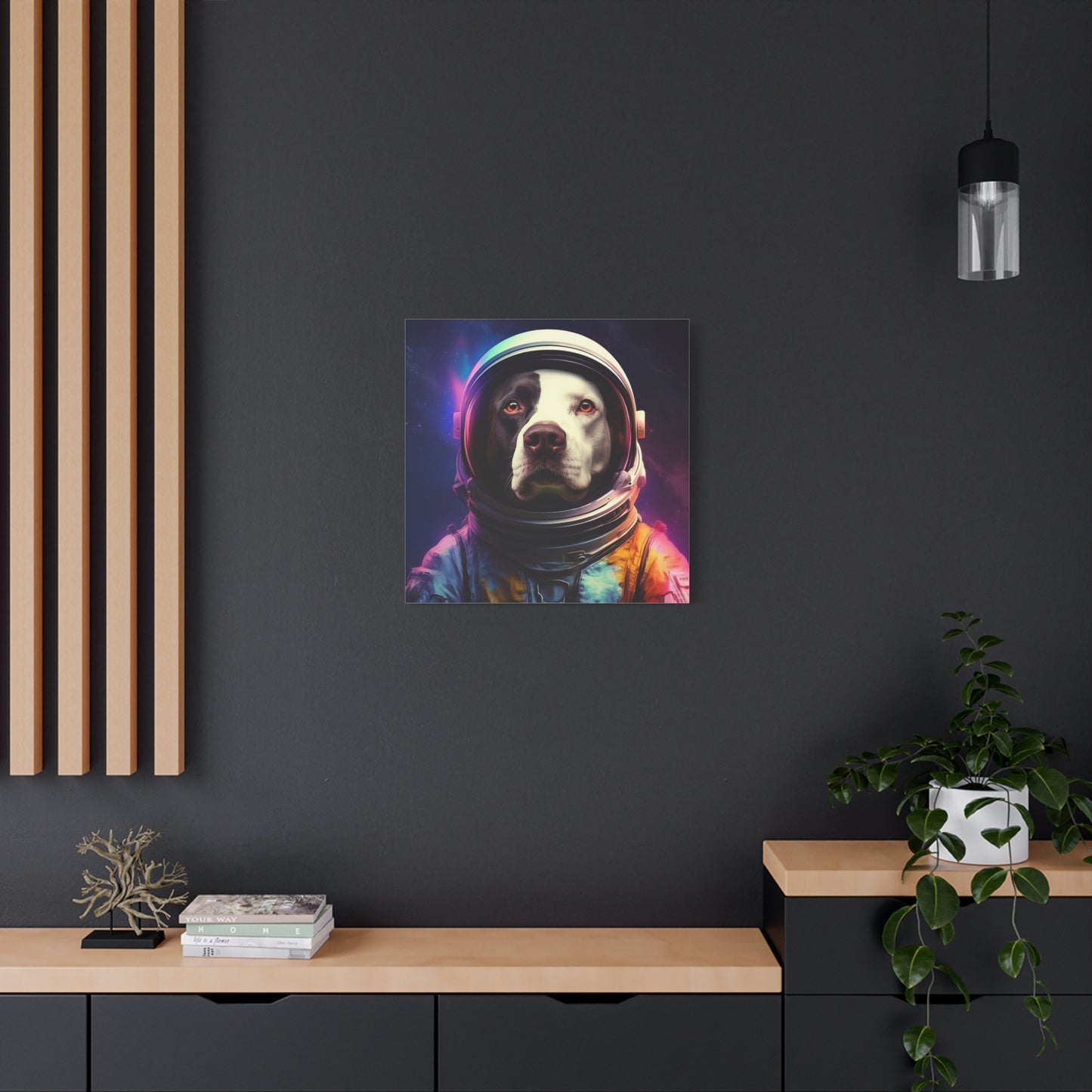 "Space Paws Art" - Framed Canvas Print Colourful Wall Art