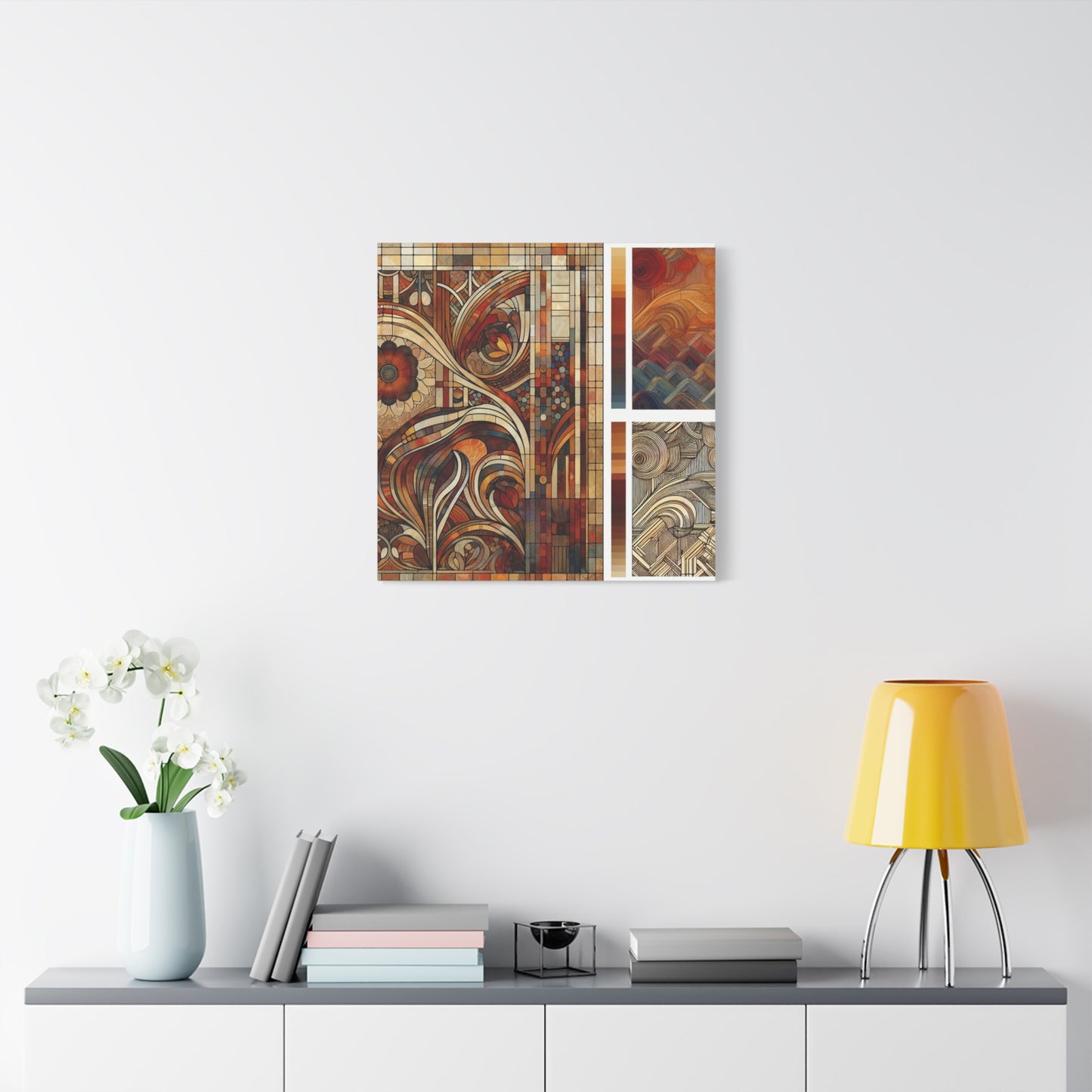 "Art Nouveau Texture Wall Print" - Framed Canvas Print Colourful Wall Art