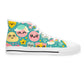 "Emoticon Couture: Whimsical High-Top Sneakers with Playful Emoji Print" - High Top Trainers Fashion Sneakers