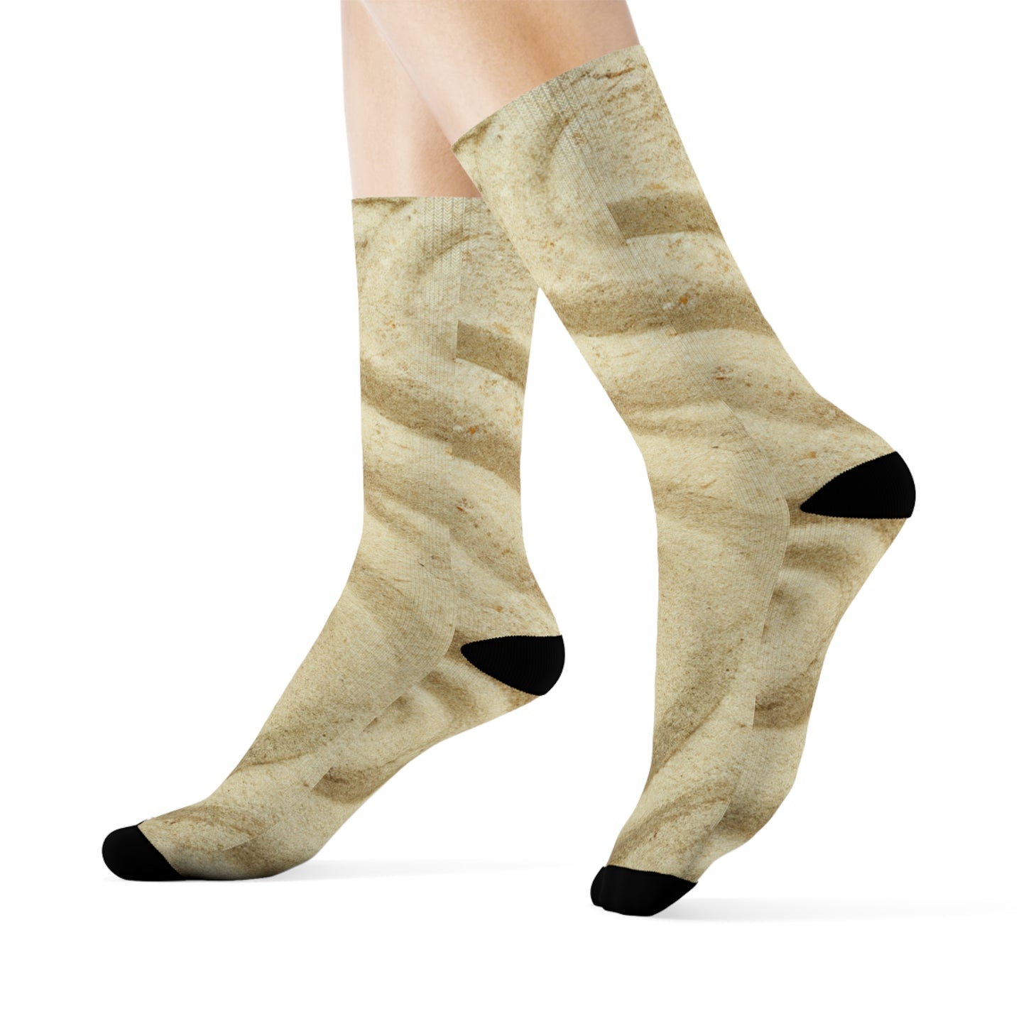 "Tranquil Soles: Zen-Inspired Crew Socks with Serene Raked Sand Patterns and Earthy Stone Motifs" - Men and Women Crew Socks Combed Athletic Sports Casual Classic