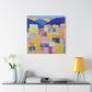 "Urban Geometry" - Framed Canvas Print Colourful Wall Art