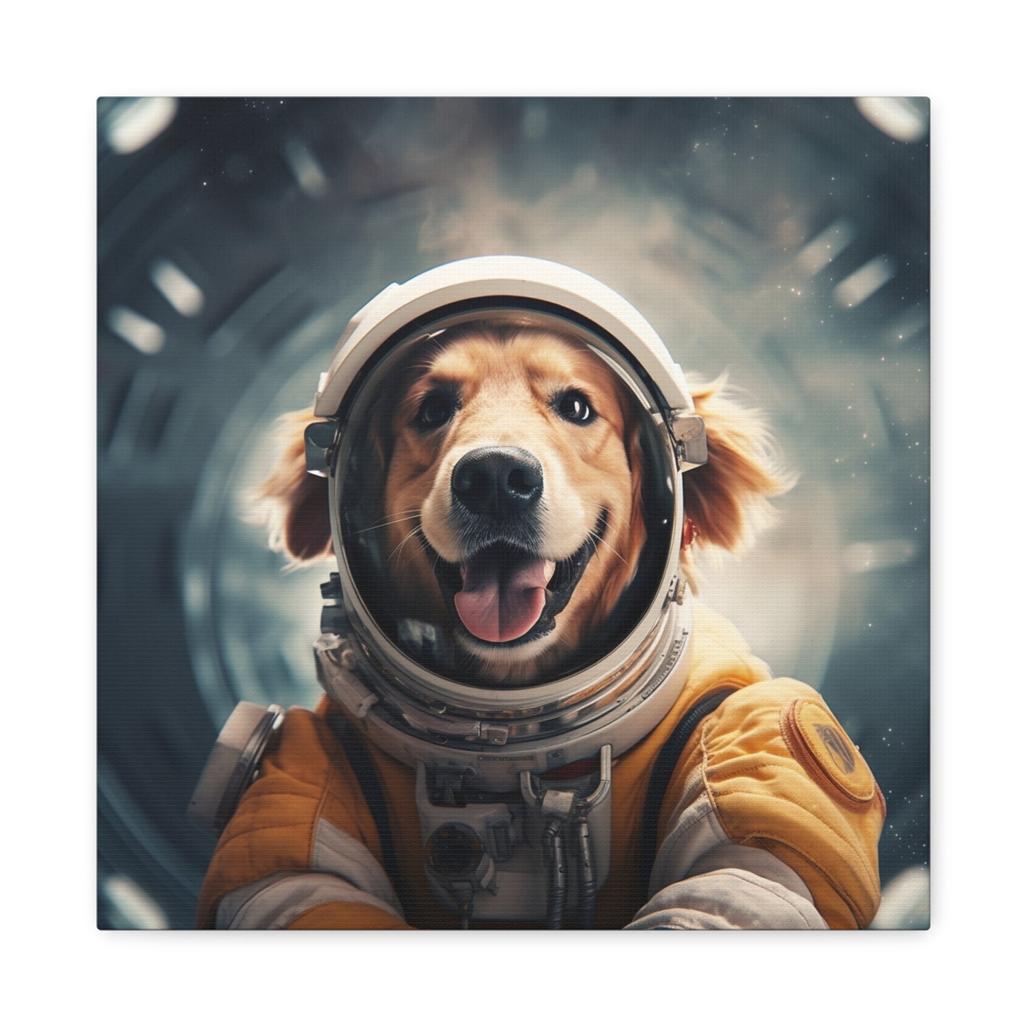 "Space Pup Print" - Framed Canvas Print Colourful Wall Art