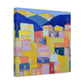 "Urban Geometry" - Framed Canvas Print Colourful Wall Art