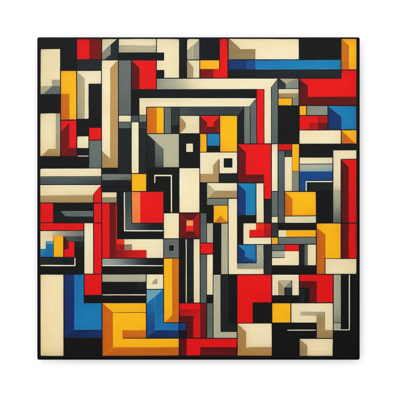 "Mondrian Muse" - Framed Canvas Print Colourful Wall Art
