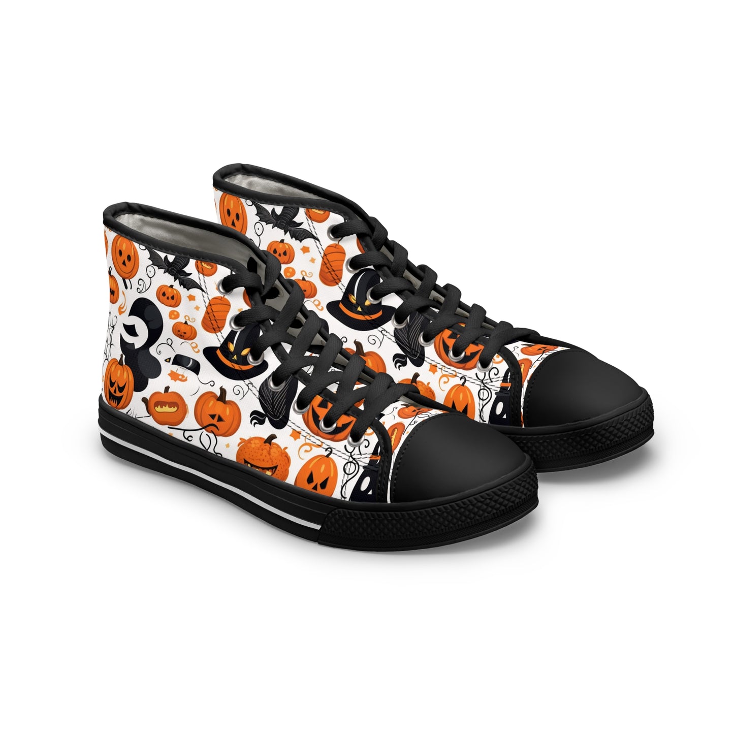 "Spooky Chic: Halloween Patterned High-Top Sneakers for the Ultimate Trick-or-Treat Look" - High Top Trainers Fashion Sneakers