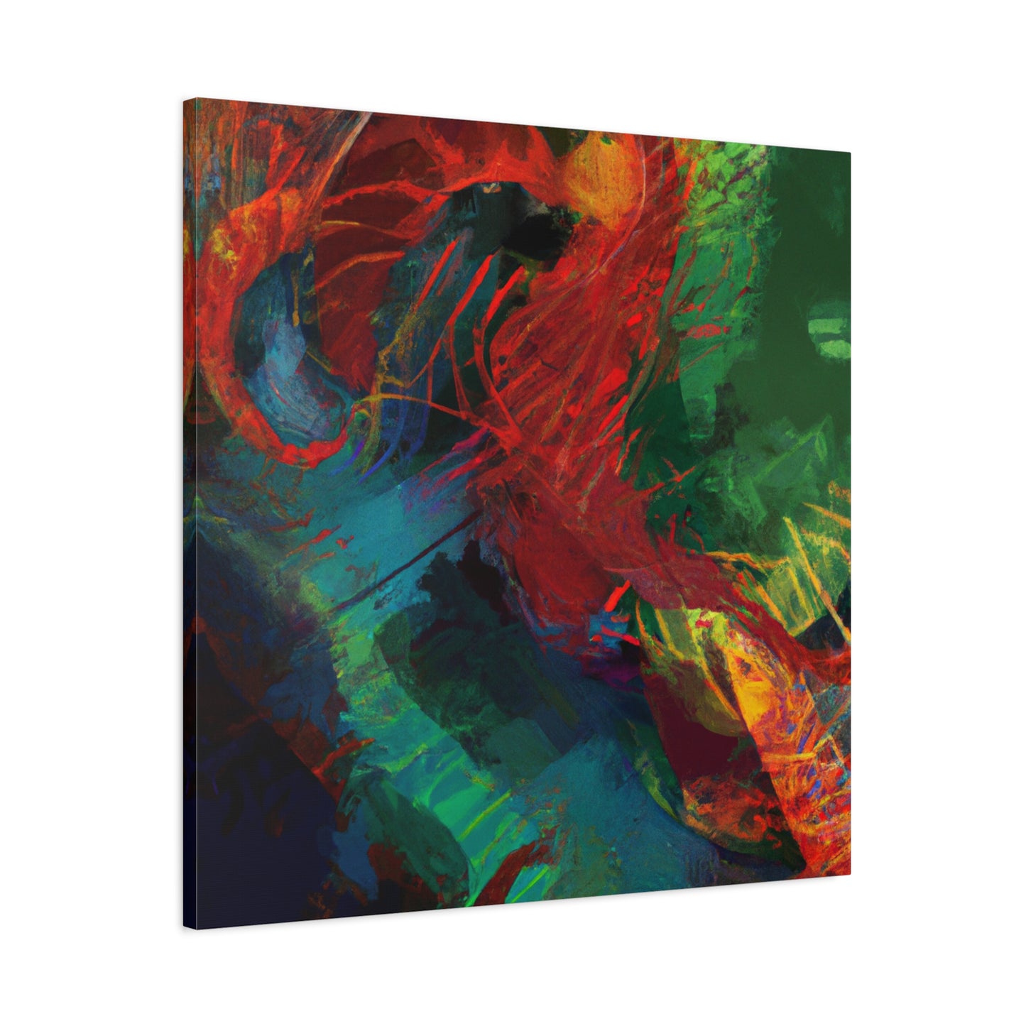 "Microcrystal Mosaic Futurism" - Framed Canvas Print Colourful Wall Art