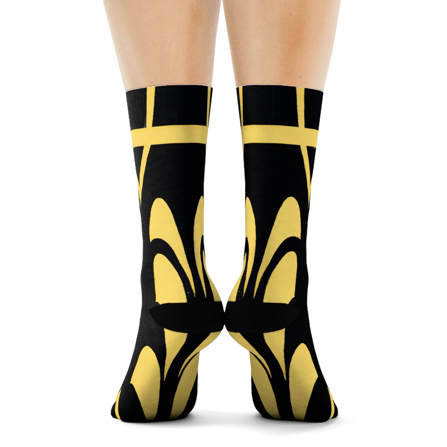 "Golden Deco Crew Socks: Luxurious Textile Motifs for Chic Feet!" - Men and Women Crew Socks Combed Athletic Sports Casual Classic