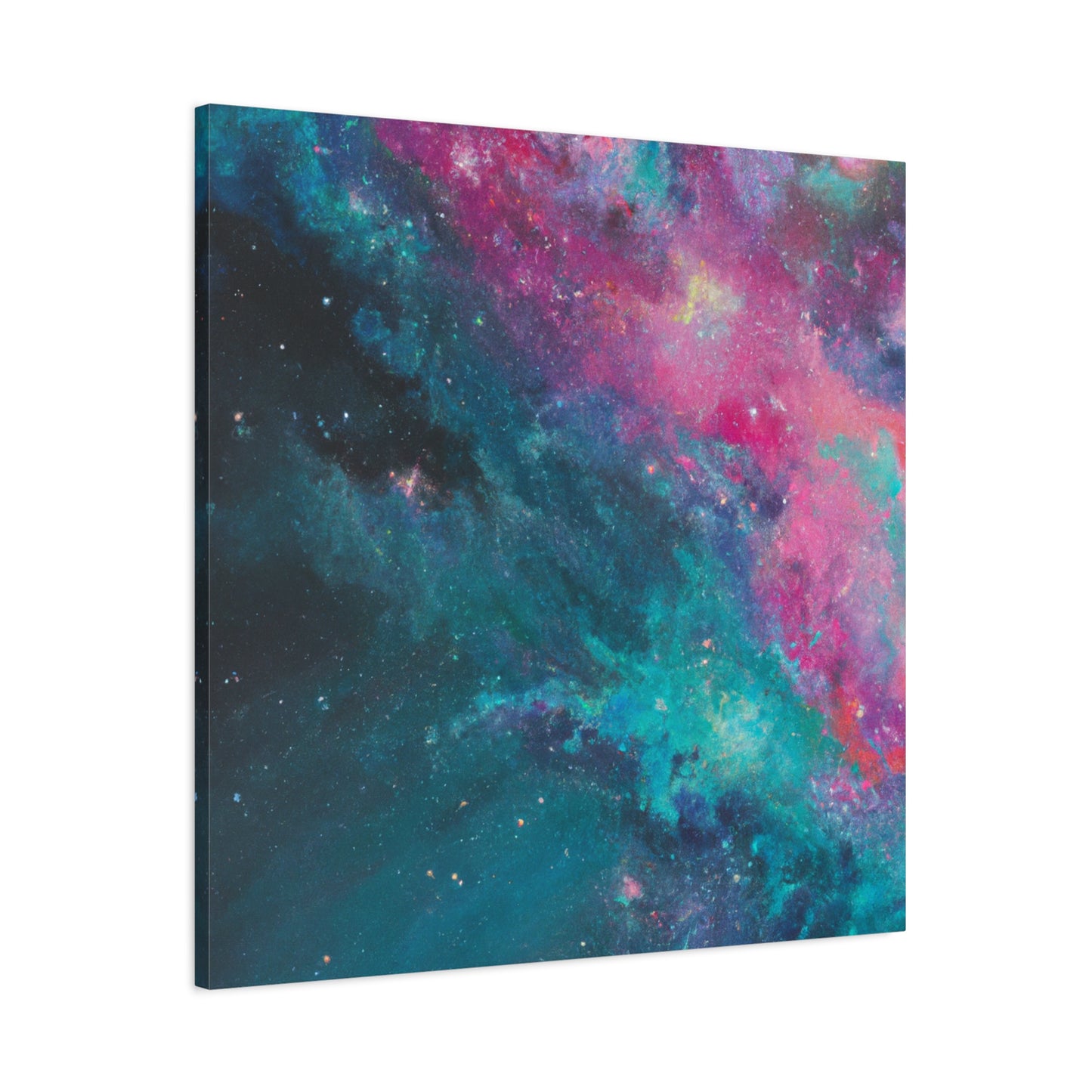 "Galactic Teal Dreams" - Framed Canvas Print Colourful Wall Art