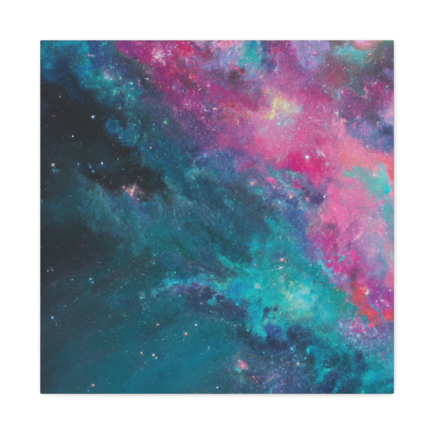 "Galactic Teal Dreams" - Framed Canvas Print Colourful Wall Art