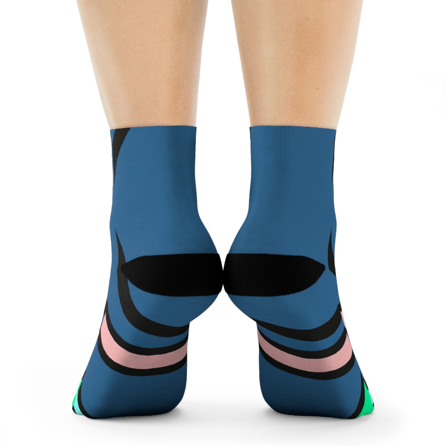 "Geometric Fusion Crew Socks: A Colorful Blend of Shapes and Lines to Elevate Your Style" - Men and Women Crew Socks Combed Athletic Sports Casual Classic