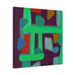 "Geometric Greenscape" - Framed Canvas Print Colourful Wall Art