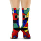 "Picasso's Prism Crew Socks: Boldly Colorful Cubism Textile Designs" - Men and Women Crew Socks Combed Athletic Sports Casual Classic