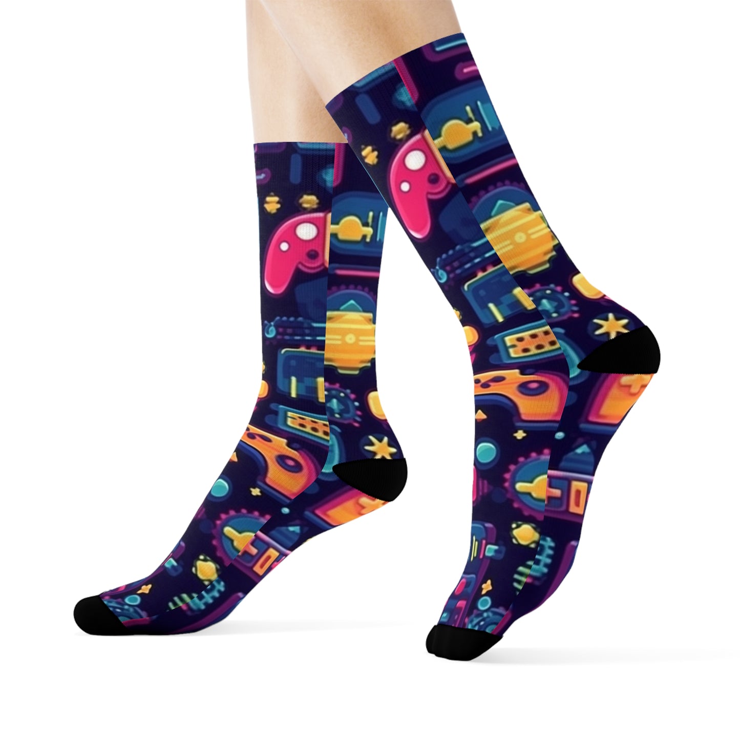 "Emoji-tastic Crew Socks: Adorable Designs for Every Mood!" - Men and Women Crew Socks Combed Athletic Sports Casual Classic