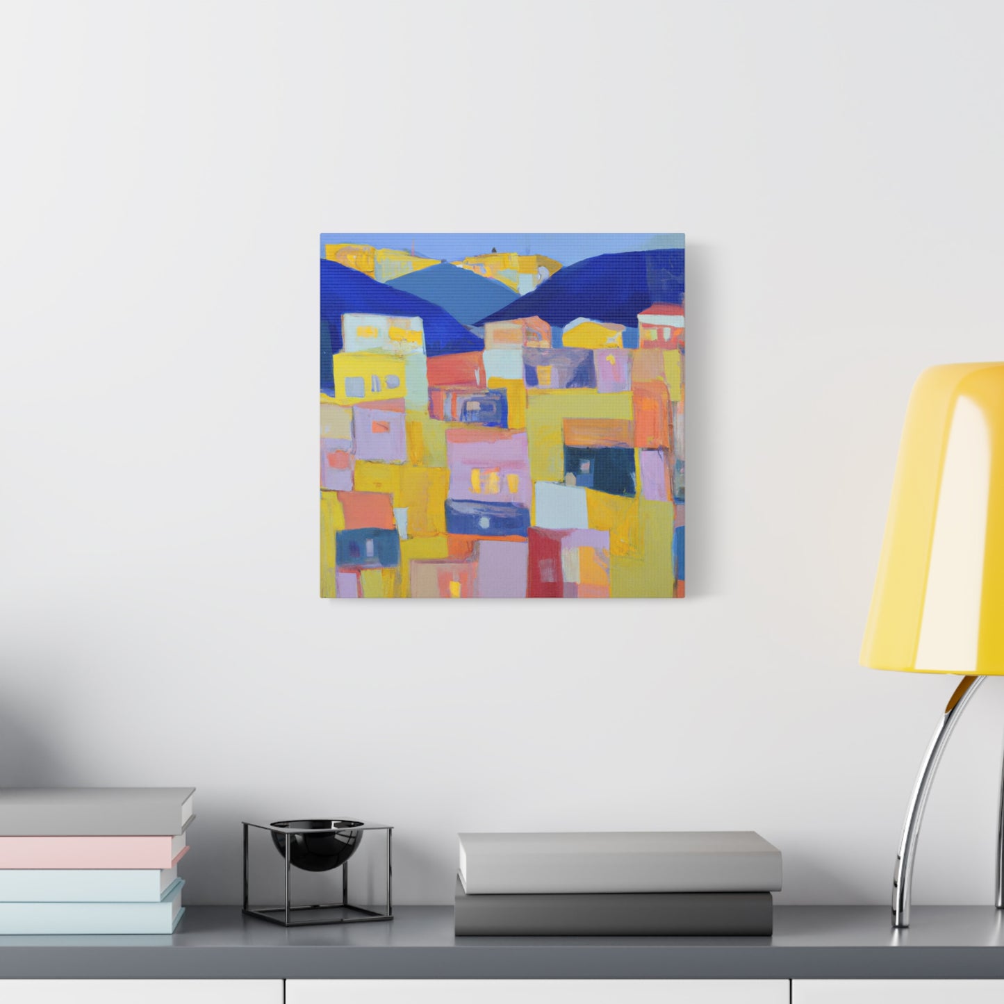 "Urban Geometry" - Framed Canvas Print Colourful Wall Art