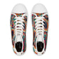 "Day of the Dead Delight: A Vibrant High-Top Sneaker adorned with Mexican-inspired Craniums, Floral Motifs, and Festive Accents. Celebrate Life and Culture- High Top Trainers Fashion Sneakers