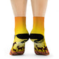 "African Sunset Safari Crew Socks: Embrace the Wild with Exotic Animal Silhouettes and Vibrant Textile Patterns!" - Men and Women Crew Socks Combed Athletic Sports Casual Classic