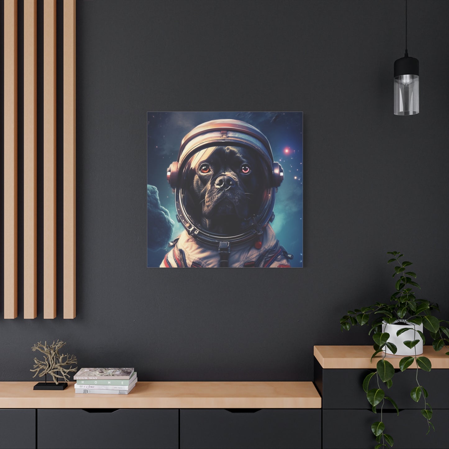 "Paws in Space" - Framed Canvas Print Colourful Wall Art